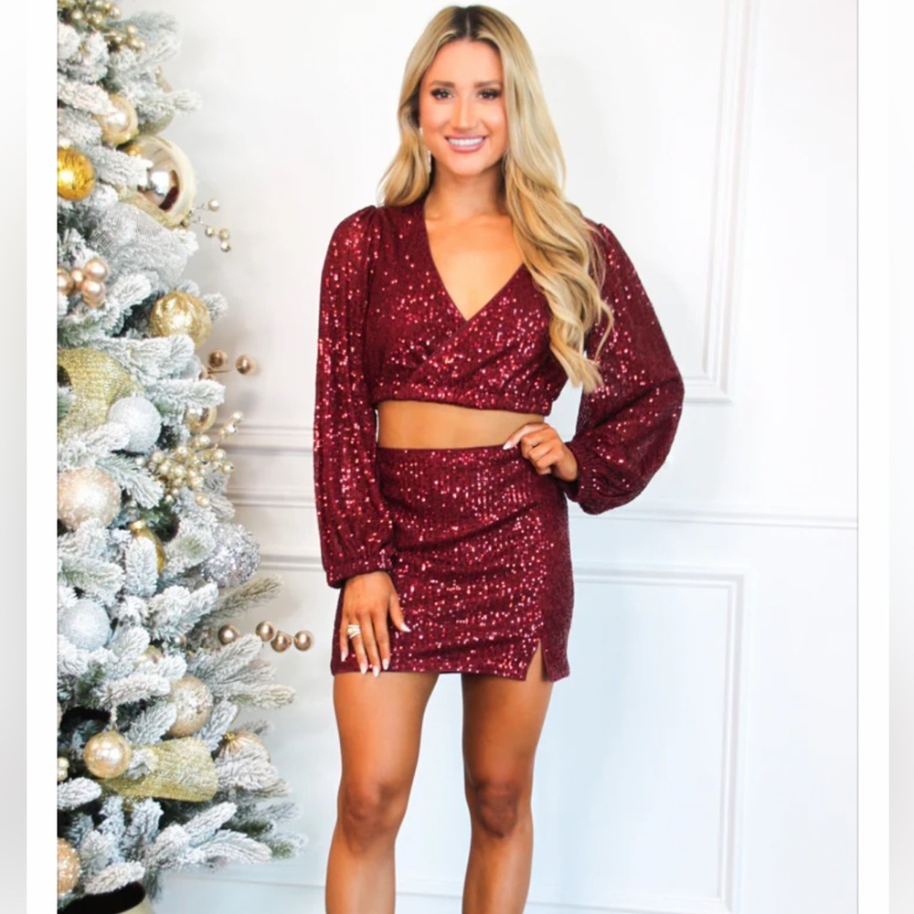 Sparkle & Shine 2 Piece Set: Burgundy